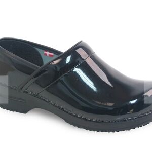 Sanita Black Patent Leather Women's Clogs 41